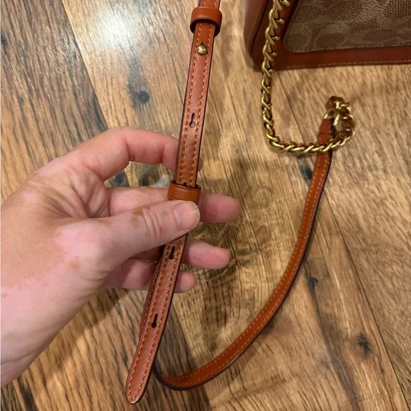 Coach Tan and Brown Crossbody Bag with Gold Accents - Picture 6 of 12